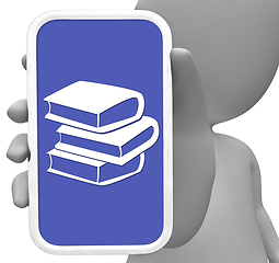 Image showing Books Online Represents Internet Schooling 3d Rendering