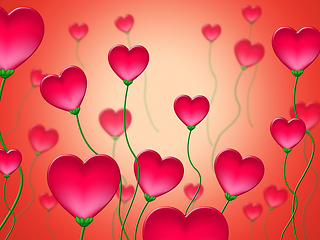 Image showing Red Hearts Background Shows Abstract Heart Shapes