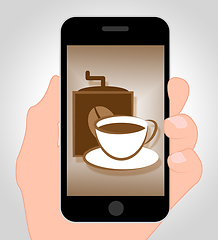 Image showing Coffee Online Means Internet Cafe 3d Illustration