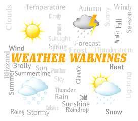 Image showing Weather Warnings Shows Meteorological Conditions And Caution