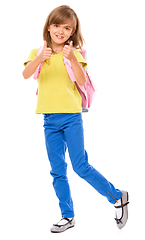 Image showing Little schoolgirl with a backpack