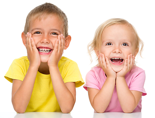 Image showing Portrait of a cute little girl and boy