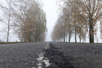 Image showing Asphalt road into the fog