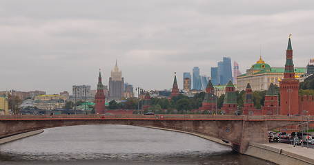 Image showing Sunny summer day moscow river bay kremlin.