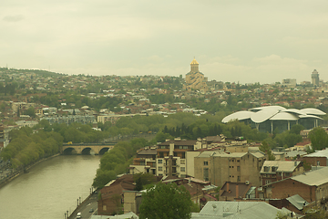 Image showing Panorama view on presidential palace and centre of Tbilisi city.