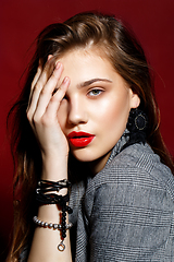 Image showing beautiful girl with red lips