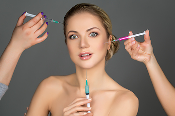 Image showing beautiful girl getting beauty injections