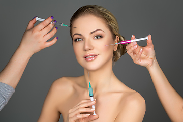 Image showing beautiful girl getting beauty injections
