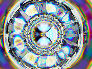 Image showing gradient glass texture closeup with kaleidoscope effect