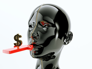 Image showing Consumption or consumerism arrow and dollar sign near the mouth