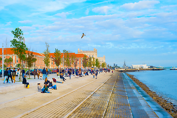 Image showing People at  embankment. Lisbon, Portugal