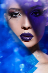 Image showing beautiful blond girl with sparkling makeup