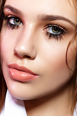 Image showing beautiful blond girl with long eye lashes