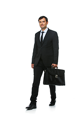 Image showing handsome businessman in suit with briefcase