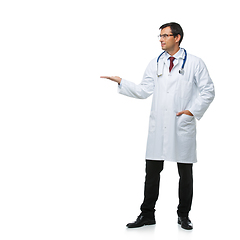 Image showing doctor in white robe with stethoscope