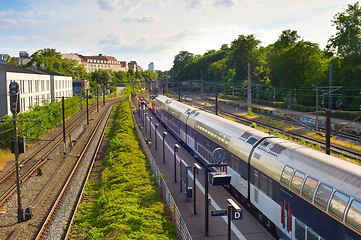 Image showing Train arriving to station, Copenhagen