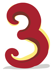 Image showing Clipart of the numerical number three or 3 in red color  vector 
