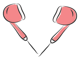 Image showing A pair of pink earphones vector or color illustration