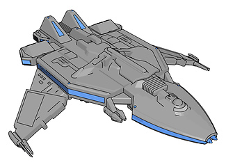 Image showing Blue and grey spacecraft vector illustration on white background