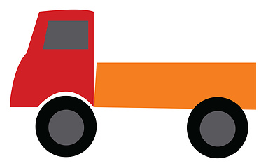 Image showing Red and orange toy truck vector or color illustration