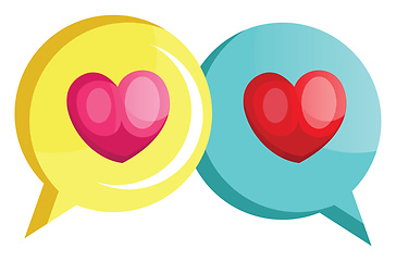 Image showing Yellow chat bubble with a pink heart and blue chat bubble with a