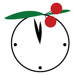 Image showing White round clock with cherry decoration vector or color illustr