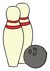 Image showing A bowling ball next to to bowling pins vector or color illustrat
