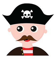 Image showing Cute pirate with a long mustache vector or color illustration