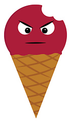 Image showing Angry bitten ice cream illustration color vector on white backgr