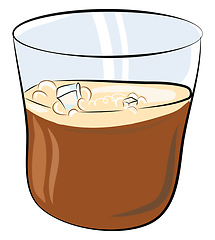 Image showing A glass partially filled with whiskey and few ice cubes vector c