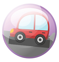 Image showing Cartoon character of a red car driving on the road vector illust