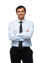 Image showing handsome businessman in blue shirt