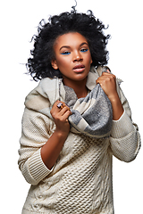 Image showing beautiful dark skin girl in sweater