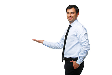 Image showing handsome businessman in blue shirt