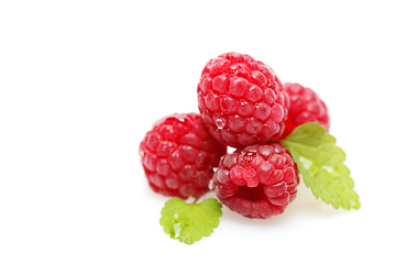 Image showing raspberry berries isolated on white