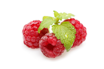 Image showing raspberry berries isolated on white