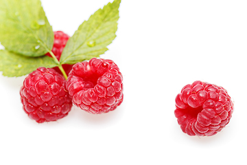 Image showing raspberry berries isolated on white