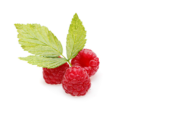 Image showing raspberry berries isolated on white