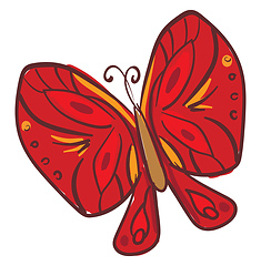 Image showing Clipart of a red-colored butterfly vector or color illustration