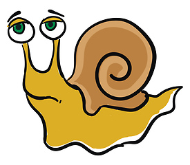 Image showing Emoji of a sad yellow-colored snail vector or color illustration