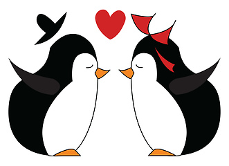 Image showing Two penguins about to kiss each other are in deep love vector co