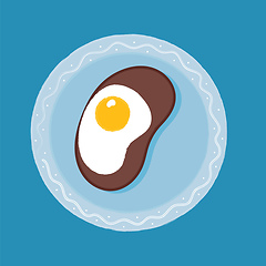 Image showing Clipart of toasted sausage topped with a sunny-side up egg vecto