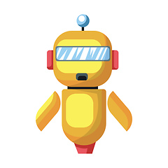 Image showing Yellow cartoon robot vector illustration on white background.