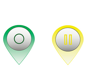 Image showing Two push buttons with sign of on/ off and pause vector color dra