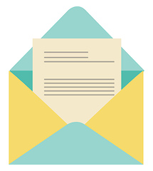 Image showing A letter enclosed in an envelope left opened vector or color ill