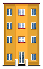 Image showing Cartoon orange building with red roof vector illustartion on whi