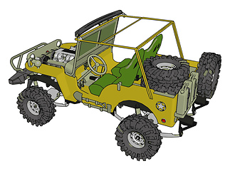 Image showing Green and yellow sand buggy with grey tiers vector illustration 