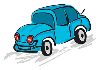 Image showing Blue car with red headlights, vector color illustration.