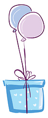 Image showing A blue gift box with a floating balloon depicting the party deco