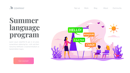 Image showing Language learning camp landing page template